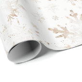 Elegante Gouden Sneeuwvlokken Winterthema Kerstmis Cadeaupapier (Rol Hoek)