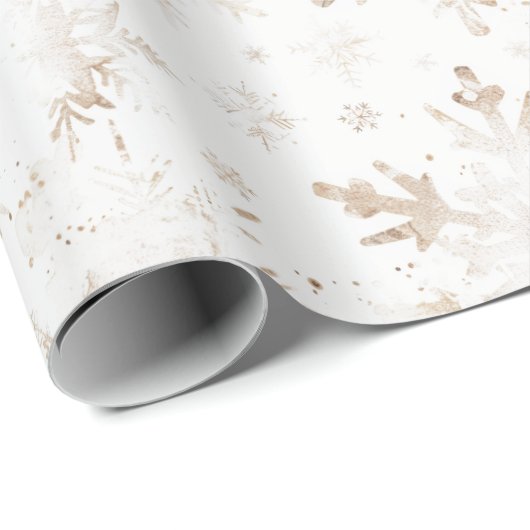 Elegante Gouden Sneeuwvlokken Winterthema Kerstmis Cadeaupapier (Rol Hoek)