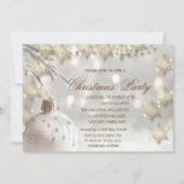 Elegante gouden sneeuwvlokken, witte bal kerstfees kaart (Voorkant)