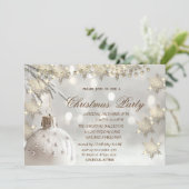Elegante gouden sneeuwvlokken, witte bal kerstfees kaart (Staand voorkant)