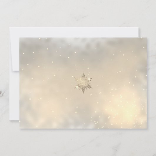 Elegante gouden sneeuwvlokken, witte bal kerstfees kaart (Achterkant)
