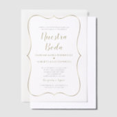 Elegante gouden Spaanse Nuestra Boda bruiloft Vellum Uitnodigingen (Offset)