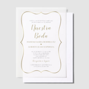 Elegante gouden Spaanse Nuestra Boda bruiloft Vellum Uitnodigingen