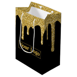 Elegante Gouden Sparkle Glitter Drips Business Log Medium Cadeauzakje