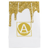 Elegante Gouden Sparkle Glitter Drips Corporate Lo Medium Cadeauzakje (Achterkant)