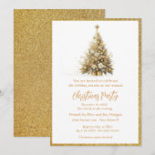 Elegante gouden sprankelende kerstboom vakantie pa kaart (Voorkant / Achterkant)