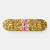 Elegante gouden sprankelingen glitter kalligrafie  persoonlijk skateboard (Horizontaal)