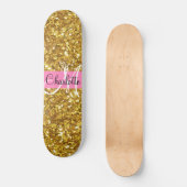 Elegante gouden sprankelingen glitter kalligrafie  persoonlijk skateboard (Voorkant)
