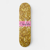 Elegante gouden sprankelingen glitter kalligrafie  persoonlijk skateboard (Voorkant)