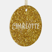 Elegante gouden sprankelingen glitter personaliser keramisch ornament (Rechts)