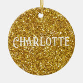 Elegante gouden sprankelingen glitter personaliser keramisch ornament (Voorkant)