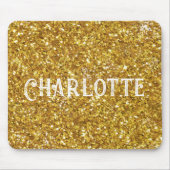 Elegante gouden sprankelingen glitter personaliser muismat (Voorkant)