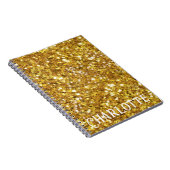 Elegante gouden sprankelingen glitter personaliser notitieboek (Rechterzijde)