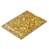 Elegante gouden sprankelingen glitter personaliser notitieboek (Linkerzijde)