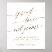 Elegante gouden Spreid liefde, geen microben Mondm Poster (Voorkant)