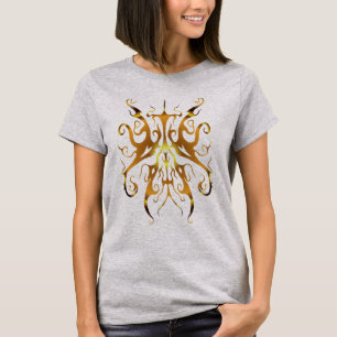 Elegante Gouden Stam Masker Abstract Ontwerp T-shirt