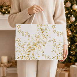 Elegante Gouden Ster Confetti Kerstmis Groot Cadeauzakje