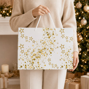 Elegante Gouden Ster Confetti Kerstmis Groot Cadeauzakje