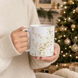 Elegante Gouden Ster Confetti Kerstmis Koffiemok