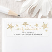 Elegante Gouden Ster Kerst Post Retouradres Etiket (Insitu)