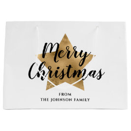 Elegante gouden ster Vrolijk Kerstfeest Groot Cadeauzakje