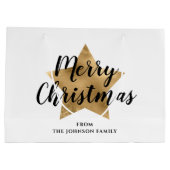 Elegante gouden ster Vrolijk Kerstfeest Groot Cadeauzakje (Achterkant)