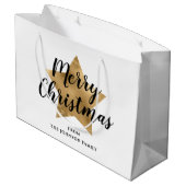 Elegante gouden ster Vrolijk Kerstfeest Groot Cadeauzakje (Achterkant Gekanteld)