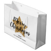 Elegante gouden ster Vrolijk Kerstfeest Groot Cadeauzakje (Voorkant Gekanteld)