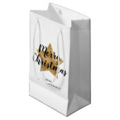Elegante gouden ster Vrolijk Kerstfeest Klein Cadeauzakje (Voorkant Gekanteld)