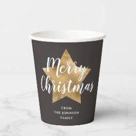 Elegante gouden ster Vrolijk Kerstfeest Papieren Bekers