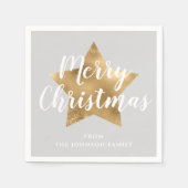 Elegante gouden ster Vrolijk Kerstfeest Servet (Voorkant)