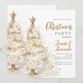 Elegante gouden ster witte kerstboom partij kaart (Voorkant / Achterkant)