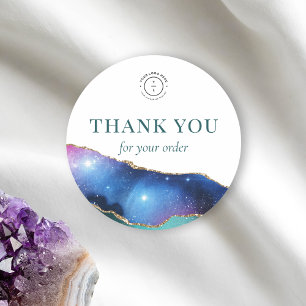 Elegante Gouden Sterren Cosmic Logo Dank U Ronde Sticker