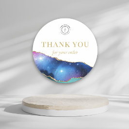 Elegante Gouden Sterren Cosmic Logo Dank U  Ronde Sticker