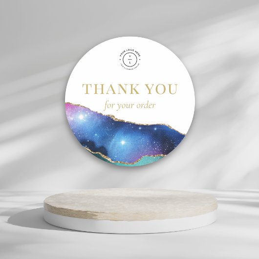 Elegante Gouden Sterren Cosmic Logo Dank U  Ronde Sticker