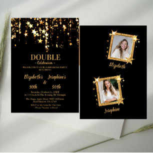 Elegante gouden sterren dubbele gezamenlijke verja kaart
