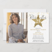 Elegante gouden sterren foto pensioen partij kaart (Voorkant)