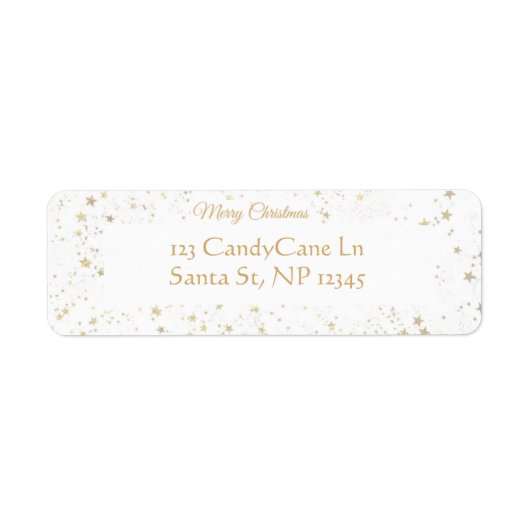 Elegante gouden sterren kerst retour adreslabels etiket (Voorkant)