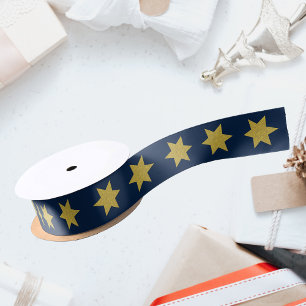 Elegante gouden sterren marineblauw lint
