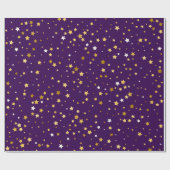Elegante gouden sterren met een paarse vorm cadeaupapier (Vlak)