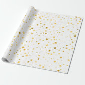 Elegante gouden sterren met wit patroon cadeaupapier (Uitgerold)
