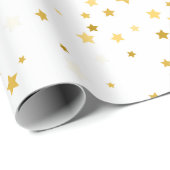 Elegante gouden sterren met wit patroon cadeaupapier (Rol Hoek)