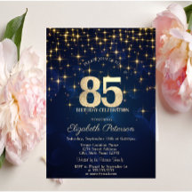 Elegante Gouden Sterren  Navyblauw 85e Verjaardags