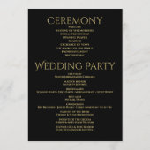 Elegante gouden sterren op zwarte feestelijke brui programmakaart (Achterkant)