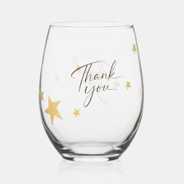 Elegante Gouden Sterren Trouw Dank Je stemless Wijnglas Zonder Voet