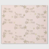 Elegante gouden sterren vrolijk kerstroze cadeaupapier (Vlak)
