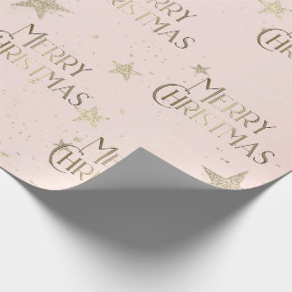 Elegante gouden sterren vrolijk kerstroze cadeaupapier