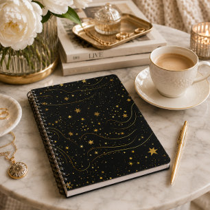 Elegante Gouden Sterrennacht Notitieboek