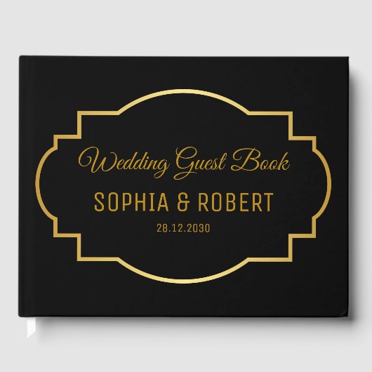 Elegante gouden stijlvolle Script zwart grappige b Gastenboek (Voorkant)