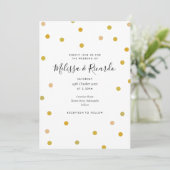 Elegante Gouden Stippen Bruiloft Kaart (Staand voorkant)